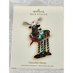 Hallmark Keepsake 2007 Chocolate Moose Ornament W/Fork Antlers & Candy Legs‎